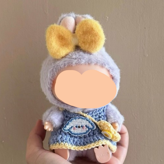 Summer Crochet Labubo Outfits Crochet Blue Dress Accessories Fashion Labubo Outfit Keychain Labubo Clothing