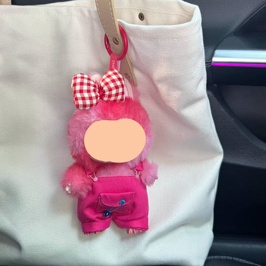 Pink Overalls + Hairbow Labubo Clothes Keychain Labubo Clothing Labubo Keychain Labubo Clothing
