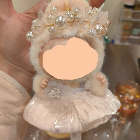 Labubo Clothes Wedding Dress with Hair Accessories 17cm Labubo Clothing Have a Seat Labubo Doll Clothes