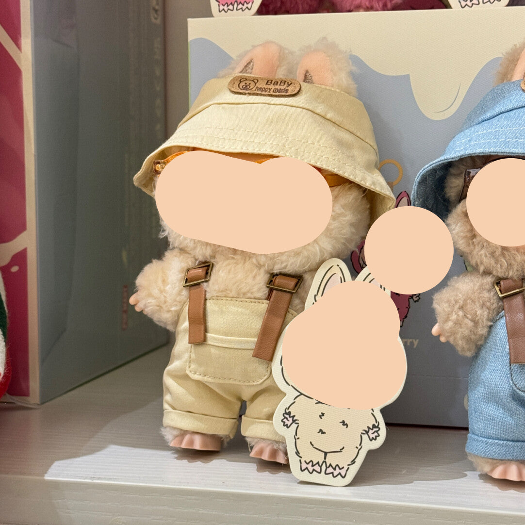 Red Overalls Keychain Labubo Clothes Have a Seat Labubo Doll Clothes Overalls with Glasses 17cm Labubo Clothing