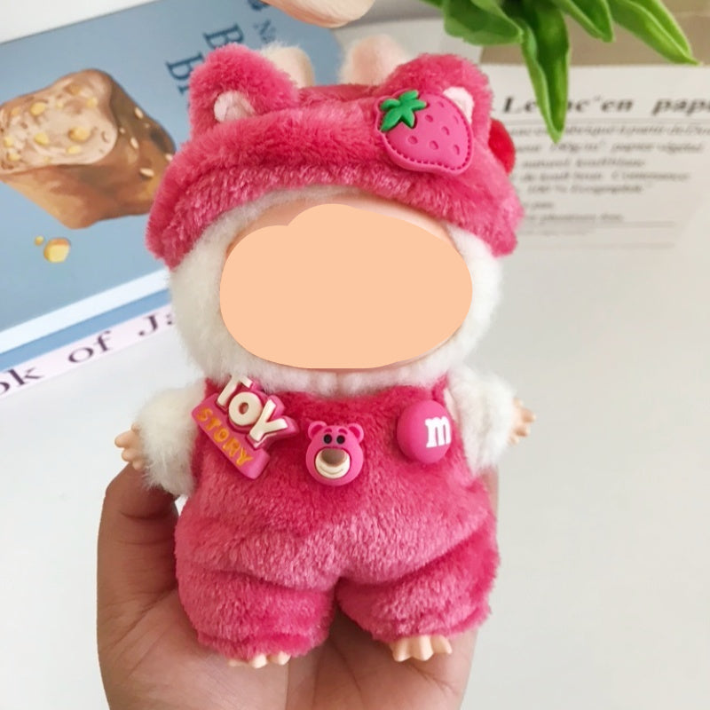 Labubo Outfits Strawberry Bear Suit Accessories Fashion Keychain Labubo Clothing Labubo Outfit