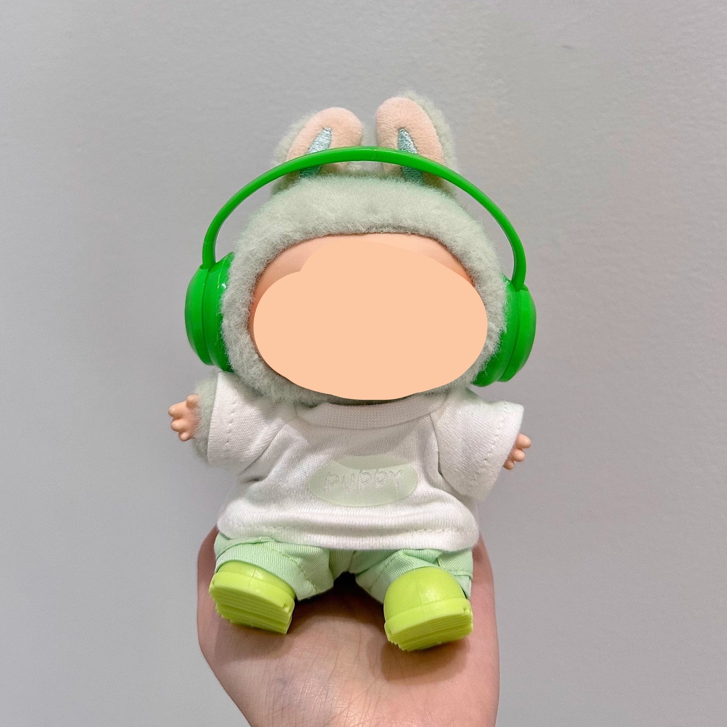 Have A Seat Labubo Outfits Green Set + Headphone Accessories Fashion Keychain Labubo Clothing Labubo Outfit