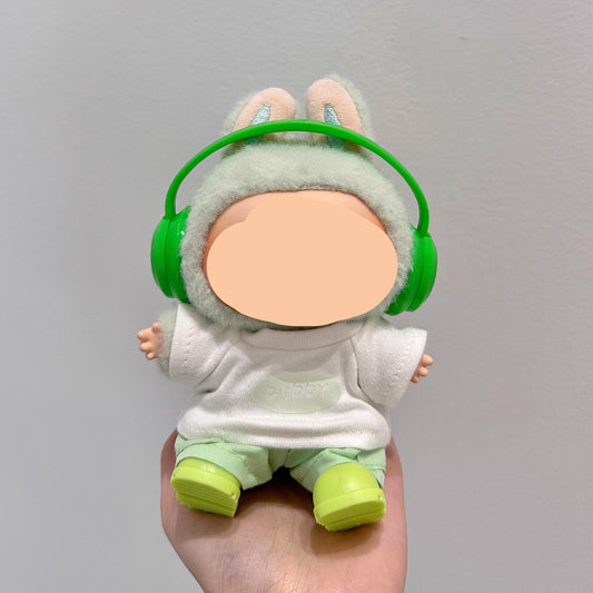 Have A Seat Labubo Outfits Green Set + Headphone Accessories Fashion Keychain Labubo Clothing Labubo Outfit