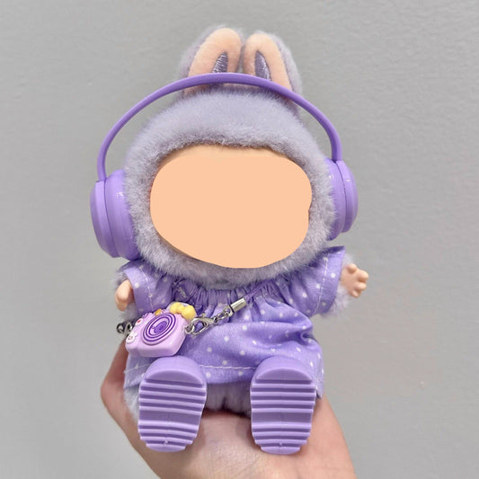 Labubo Clothes Purple Top + Headphone Keychain Labubo Clothing Labubo Labubo Doll Clothes