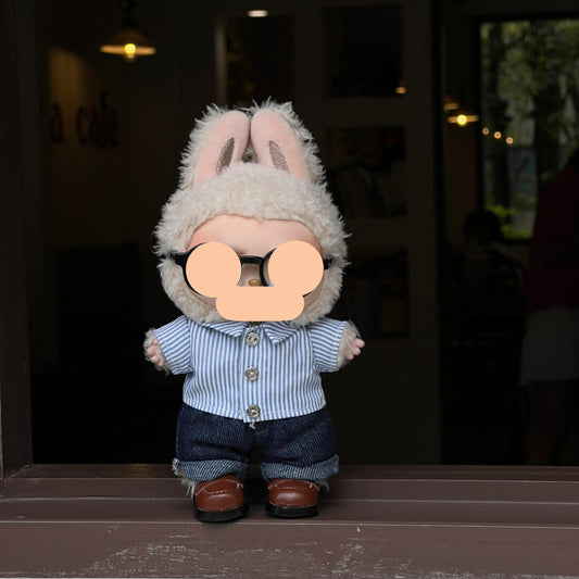 Striped Shirt + Jeans Keychain Labubo Clothes Labubo Clothing Macaron Clothes for Labubo