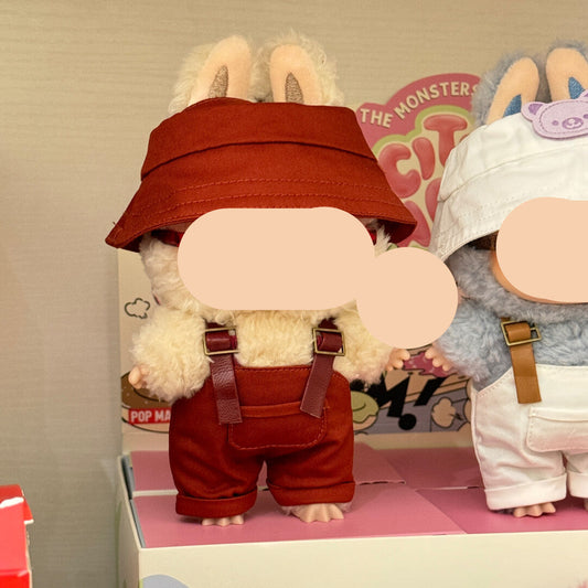 17cm Labubo Clothing Red Overalls Keychain Labubo Clothes Overalls Have a Seat Labubo Doll Clothes Macaron Clothes for Labubo