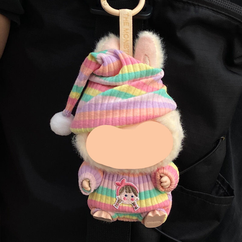 Blue Pajama Set Clothes Labubo Keychain Labubo Clothing Macaron Clothes for Labubo