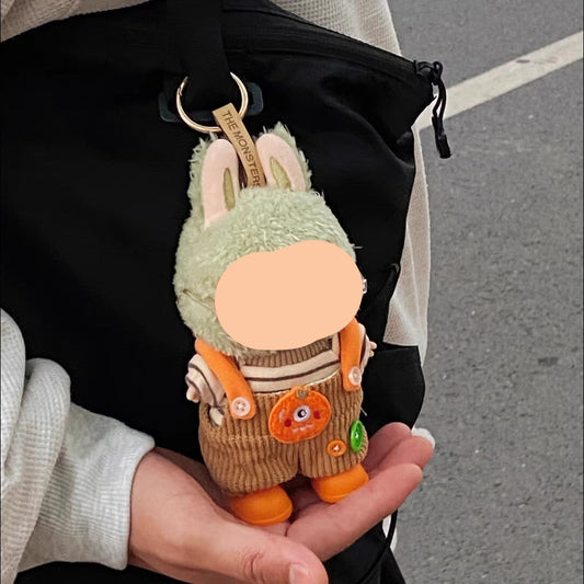 Labubo Outfits Orange Monster Set Corduroy overalls Labubo Outfit Keychain Labubo Clothing