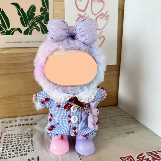 Fall Labubo Outfits Blue Plaid Suit Accessories Fashion Labubo Outfit Keychain Labubo Clothing
