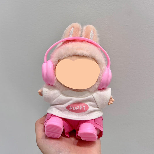 Have A Seat Labubo Outfits Pink Set + Headphone Accessories Fashion Keychain Labubo Clothing Labubo Outfit