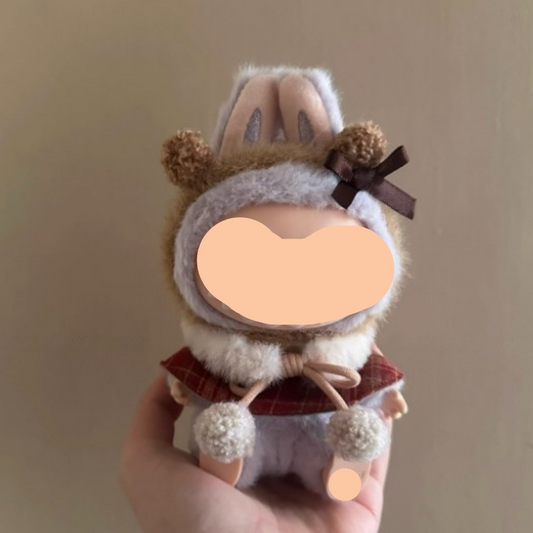 Spring Labubo Outfits Shawl+ Hairbow Accessories Fashion Labubo Outfit Keychain Labubo Clothing