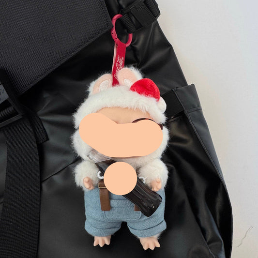 Macaron Clothes for Labubo Blue Overalls With Glasses 17cm Labubo Clothing Keychain Labubo Clothes Overalls Have a Seat Labubo Doll Clothes