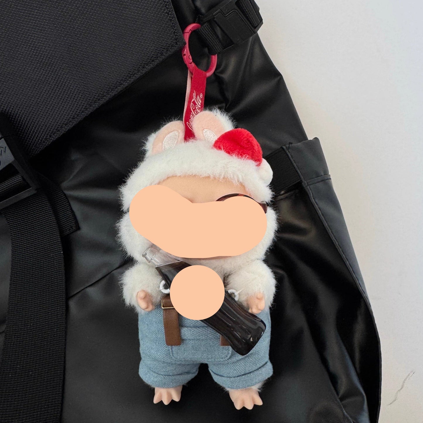 Macaron Clothes for Labubo Red Overalls With Glasses 17cm Labubo Clothing Keychain Labubo Clothes Overalls Have a Seat Labubo Doll Clothes