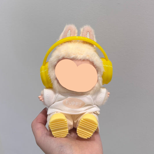 Have A Seat Labubo Outfits Yellow Set + Headphone Accessories Fashion Keychain Labubo Clothing Labubo Outfit