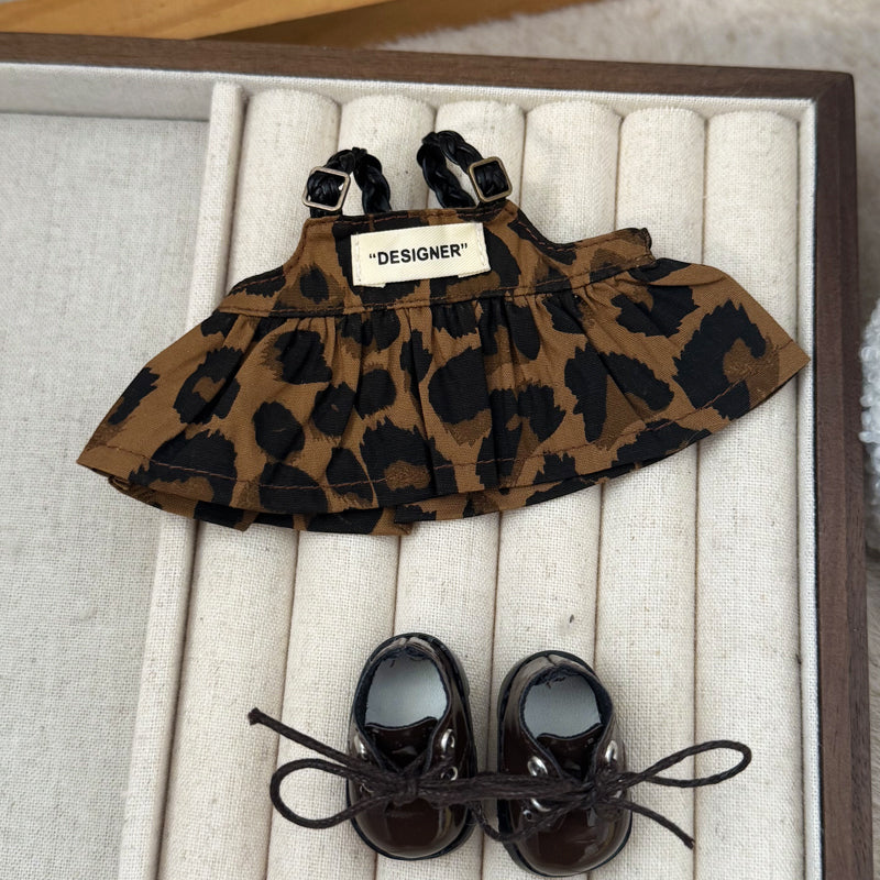 Leopard Print Skirt 17cm Labubo Clothing Have a Seat Labubo Doll Clothes Leopard Print Dress Keychain Labubo Clothes