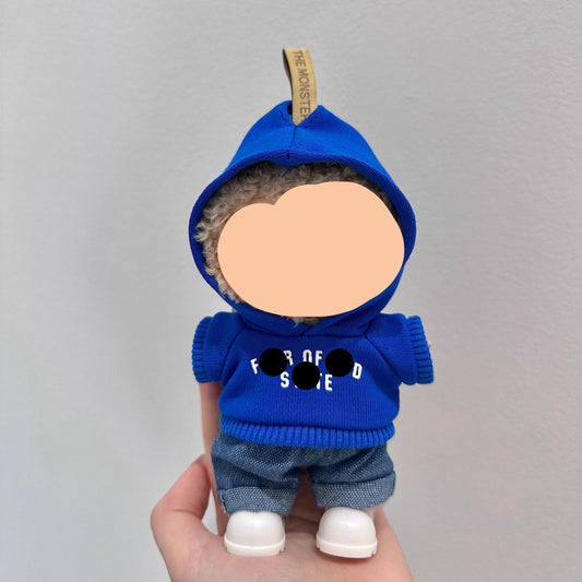 Labubo Clothes 17cm Labubo Clothing Blue Hoodie+ Jeans Have a Seat Labubo Doll Clothes