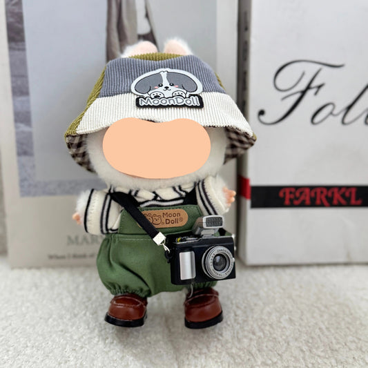 Fall Labubo Outfits Green Overalls with Hat Accessories Fashion Labubo Outfit Keychain Labubo Clothing