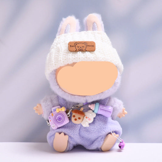 Have a Seat Labubo Doll Clothes Purple Overalls with Camera Macaron Clothes for Labubo Keychain Labubo Clothes 17cm Labubo Clothing