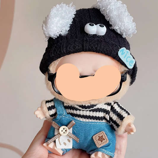 Winter Labubo Outfits Blue Overalls + Beanie Accessories Fashion Keychain Labubo Clothing Labubo Outfit