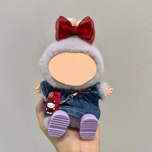 Labubo Clothes Denim Shirt + Hairbow Keychain Labubo Clothing Labubo Labubo Doll Clothes