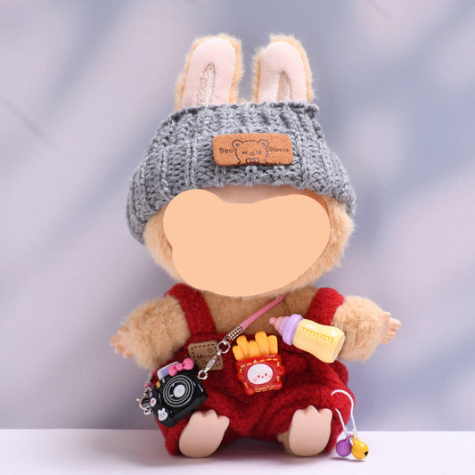 Have a Seat Labubo Doll Clothes Red Overalls with Camera Macaron Clothes for Labubo Keychain Labubo Clothes 17cm Labubo Clothing