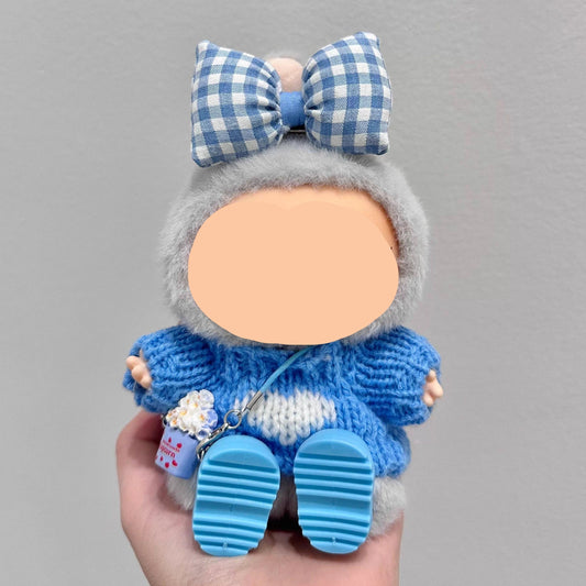 Labubo Clothes Blue Sweater With Hairbow Keychain Labubo Clothing Labubo Labubo Doll Clothes