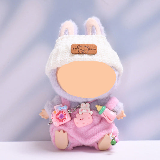 Have a Seat Labubo Doll Clothes Pink Overalls with Camera Macaron Clothes for Labubo Keychain Labubo Clothes 17cm Labubo Clothing