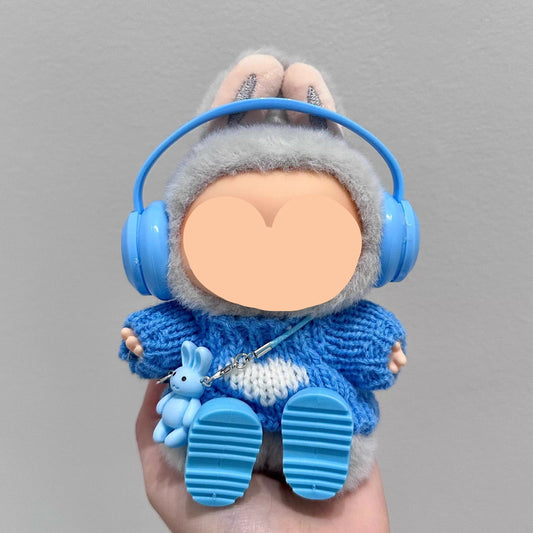 Labubo Clothes Blue Sweater With Headphone Keychain Labubo Clothing Labubo Labubo Doll Clothes