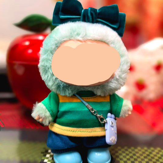 Labubo Outfits Colorful Striped Shirt + Accessories Fashion Labubo Outfit Keychain Labubo Clothing
