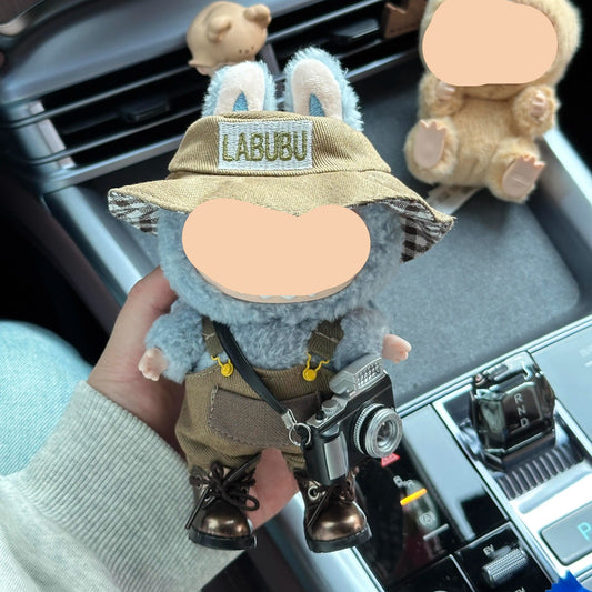 Khaki Overalls Labubo Clothes 17cm Labubo Clothing Khaki Overalls with Shoes Have a Seat Labubo Doll Clothes