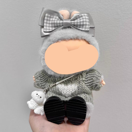 Labubo Clothes Gray Sweater With Headphone Keychain Labubo Clothing Labubo Labubo Doll Clothes