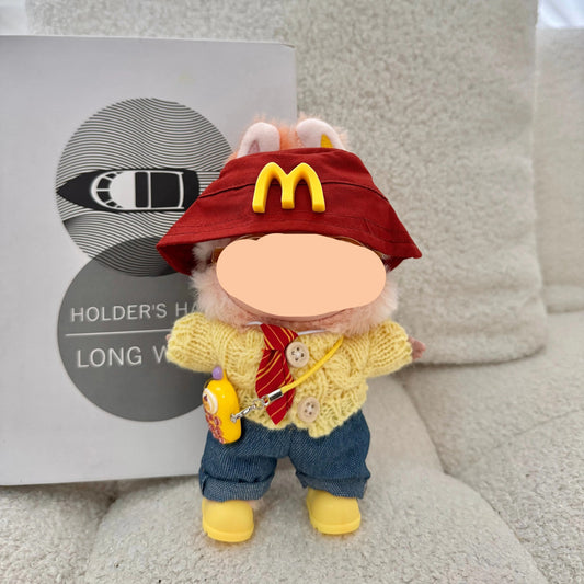 Labubo Clothing Keychain Labubo Clothes French fries suit + jeans + yellow shoes Macaron Clothes for Labubo