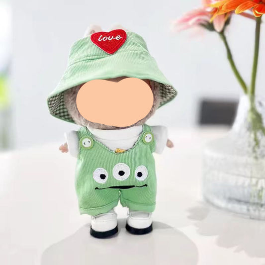 Spring Labubo Outfits Green Monster Overalls With Hat Accessories Fashion Keychain Labubo Clothing Labubo Outfit