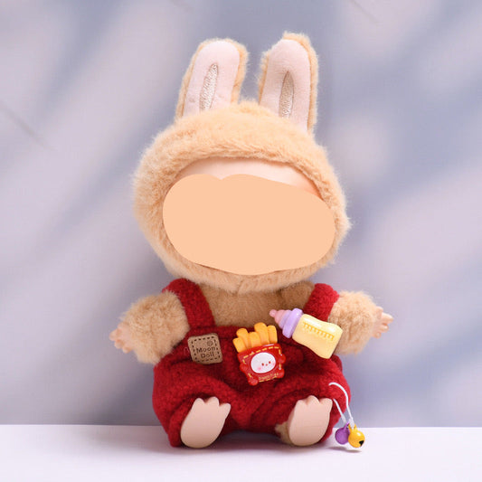 Have a Seat Labubo Doll Clothes 17cm Labubo Clothing Red Overalls Macaron Clothes for Labubo Keychain Labubo Clothes