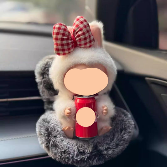 Keychain Labubo Clothes Red Plaid Bow 17cm Labubo Clothing Have a Seat Labubo Doll Clothes