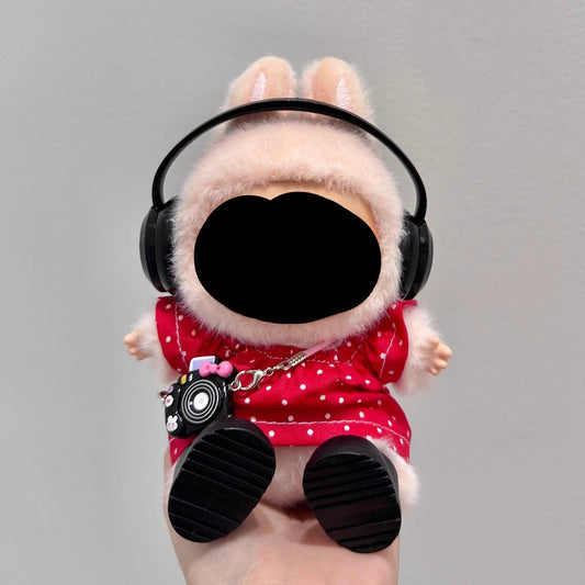 Labubo Clothes Red Spotted Shirt + Headphone Keychain Labubo Clothing Labubo Labubo Doll Clothes