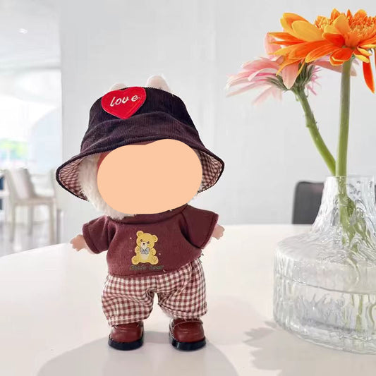 Labubo Outfits Dark Brown Plaided Pants Accessories Fashion Keychain Labubo Clothing Labubo Outfit
