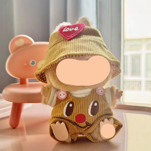 Spring Labubo Outfits Teddy Bear Overalls + Hat Fashion Labubo Outfit Keychain Labubo Clothing