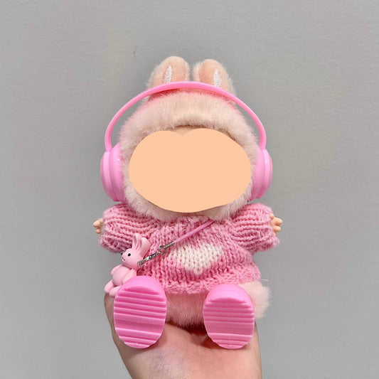 Labubo Clothes Pink Sweater + Headphone Keychain Labubo Clothing Labubo Labubo Doll Clothes