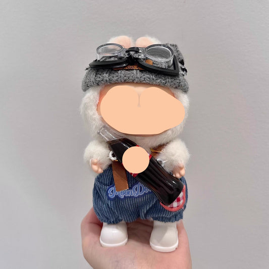 Have a Seat Labubo Doll Clothes Blue Corduroy Overalls + Goggles 17cm Labubo Clothing Keychain Labubo Clothes Overalls