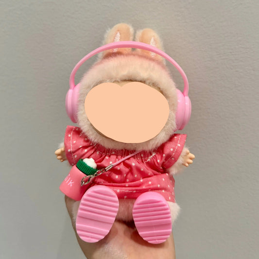 Labubo Clothes Pink Spotted Shirt + Headphone Keychain Labubo Clothing Labubo Labubo Doll Clothes