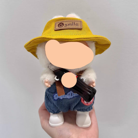Have a Seat Labubo Doll Clothes Blue Corduroy Overalls + Hat +White Shoes 17cm Labubo Clothing Keychain Labubo Clothes Overalls