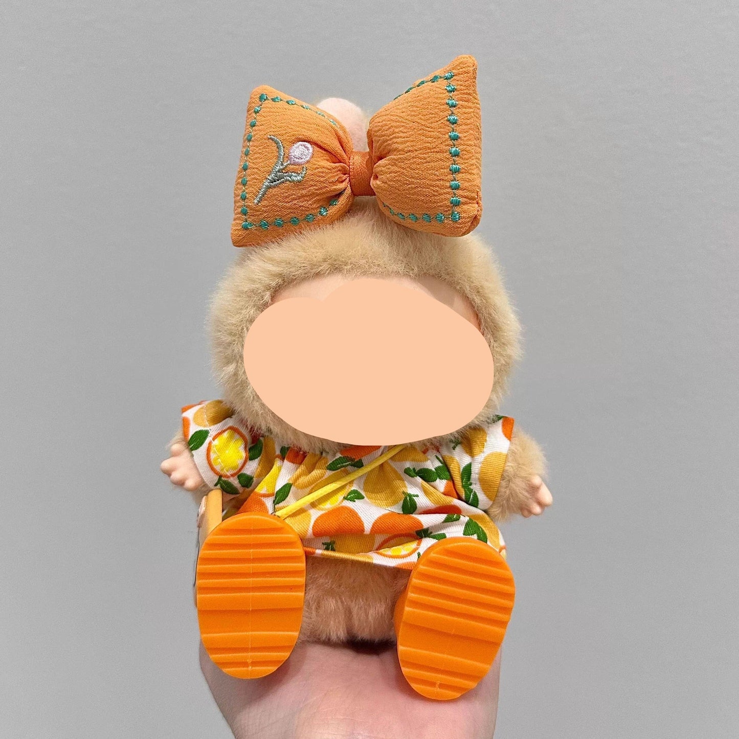 Labubo Outfits Orange Shirt + Hairbow Labubo Outfit Keychain Labubo Clothing Labubo Doll Clothes