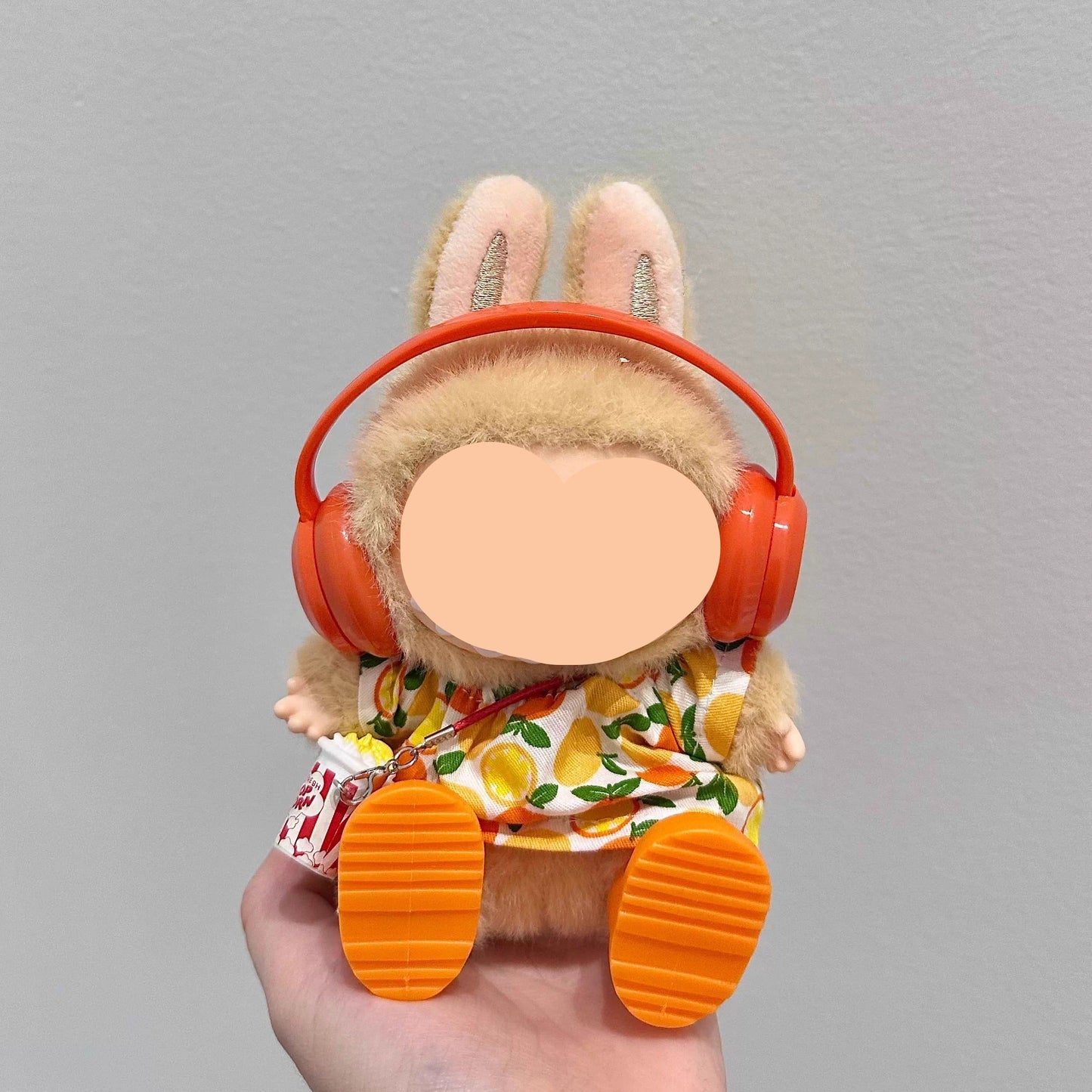 Labubo Outfits Orange Shirt + Headphone Labubo Outfit Keychain Labubo Clothing Labubo Doll Clothes