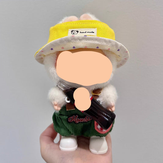 Have a Seat Labubo Doll Clothes Green Corduroy Overalls + Bucket hat + White Shoes 17cm Labubo Clothing