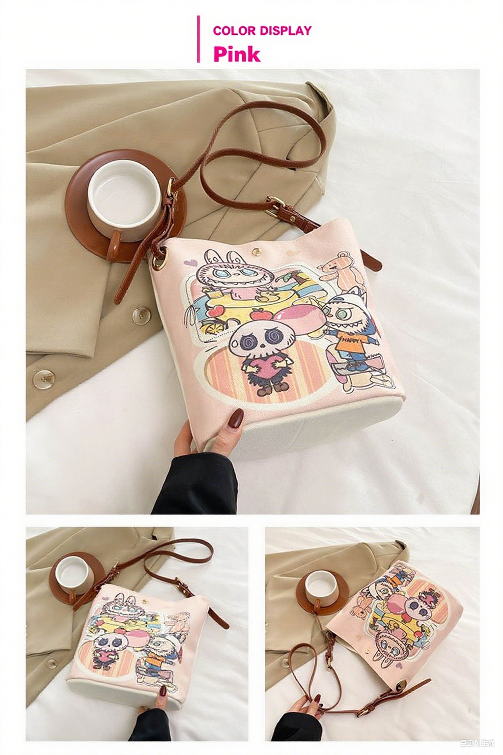Labubu Cartoon - Printed Bucket Bag A Must - Have for Cute Outings
