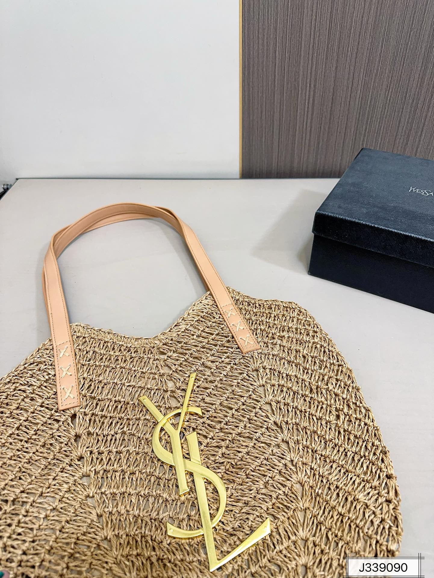 luxury SAINT LAURENT Vacation Casual Raffia Woven Tote Bag 35x32cm