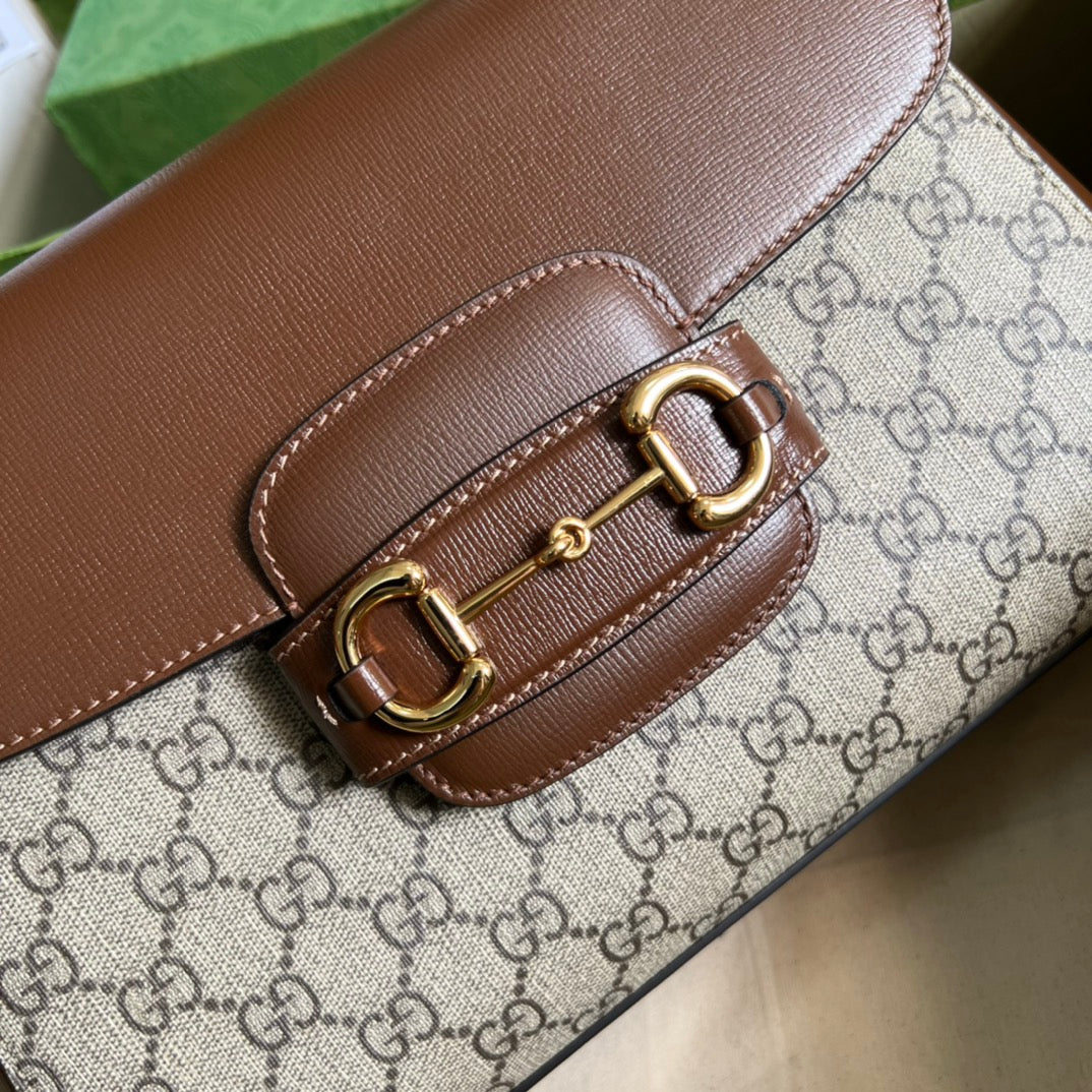 luxury Horsebit 1955 Medium Ophidia and Brown Leather 29x20x13cm
