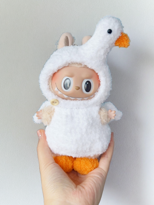 Labubu Duckling Hoodie Outfit Set - Bílý kostým s kapucí (17 cm)