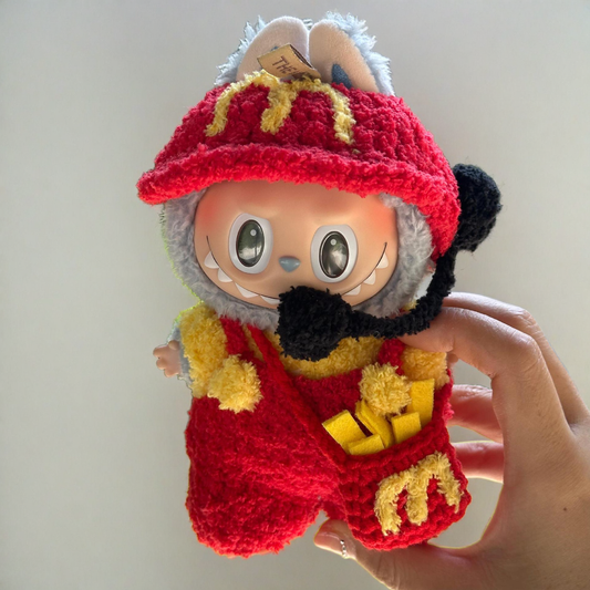 Labubu Festive Outfit Set - Red Hat & Coloral Costume (17 cm)